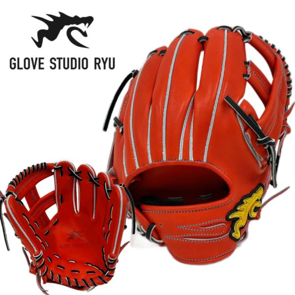 RYU 硬式グラブ KIC／遊撃〜三塁対応｜美品に近い GLOVE STUDIO RYU リュウ 硬式グラブ 内野手用 キップレザー 一般硬式