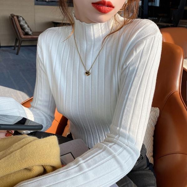 新作 ハイネック インナー レイヤー セーター 長袖ニット トップス リブニット 薄手 春秋冬 ロング リブトップス ベーシック ハイネックリブニット 肌触り良い