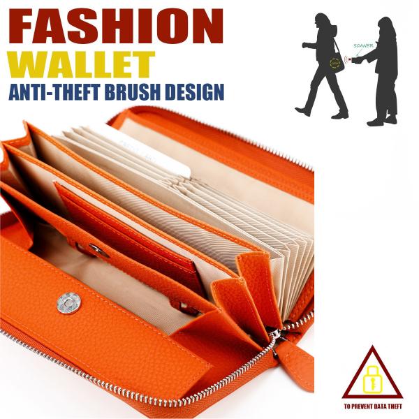 本革カードケース 長財布 牛革 大容量 ロングウォレット カードケース お札 財布 薄型 カード入れ RFID 盗難防止 オルガン 小銭入れ ファスナー 小銭