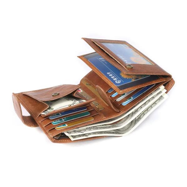 本革財布 牛革 大容量 メンズ 2つ折り RFIDブロッキング 小銭入れ 男性 紳士用 お札 財布 高品質 RFID 盗難防止 磁気スキミング レザー レトロ