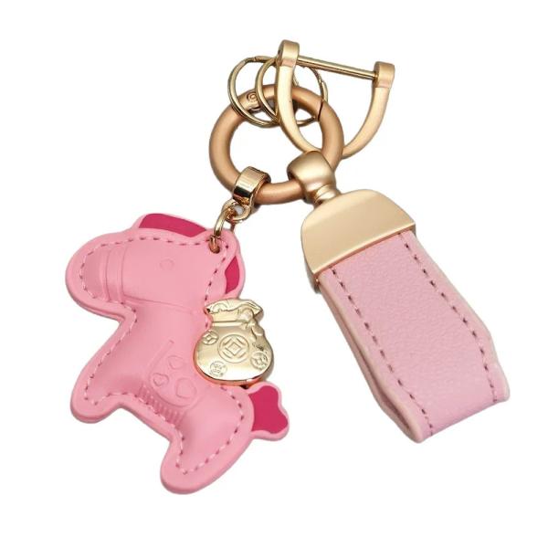 送料無料キーホルダー 革製 干支 馬 ポニーペンダント 金運 ストラップ ゴールド アクセサリ キーリング レザー 開運バッグチャーム おしゃれキーチェーン