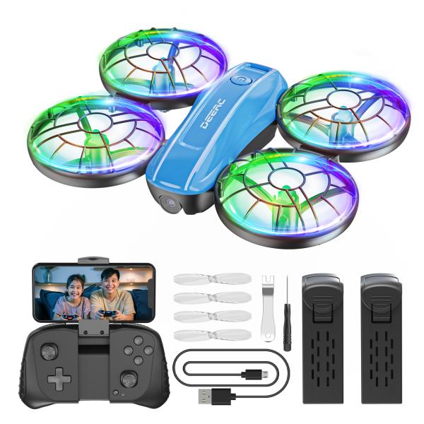 【爆買】型番:D33W本体重量:63g飛行時間:バッテリー1 個：8分；バッテリー2個合計：16分サイズ:14.7*12.1*3.8cm送信機操作頻度:2452-2474 MHz送信機の操作距離:80m (屋外で遮るもののない場所)バッテリ...