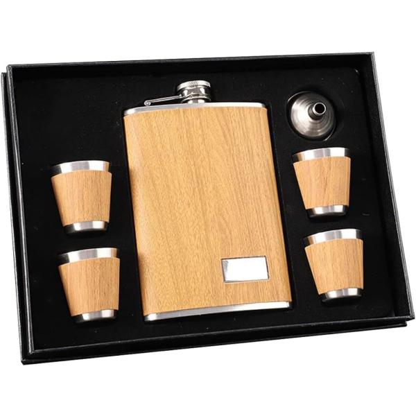 製品サイズ：スキット幅9 CM、高さ13.5CM。中にはグラス4個とホッパー1個も入っています。製品はステンレス製で、外皮は木目色の装飾です。軽量で耐久性が高く、錆びにくい。適用酒類：ワイン、白酒、黄酒、カクテルなどの各種酒類はすべて可。細...