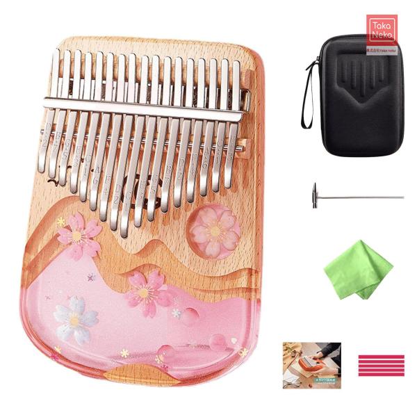 【高品質のデザイン】17鍵と21鍵のカリンバ本体は、すべて無垢材から削り出して成型し、天然の生木と透明な樹脂を組み合わせた樹脂ドリップ加工を施したものである。 フレッシュで繊細な印象です。 質感もよく、お手入れも簡単です。キーは鉱石金属製で...