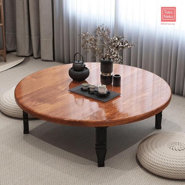 天然木：ちゃぶ台 円卓高品質の木材で作られ、表面は細かく研磨およびコーティングされており、自然な木目の質感と暖かく繊細なタッチを示しています。木材は耐久性と耐水性のために特別に処理されており、時間が経っても美しさと機能を維持します。折りたた...