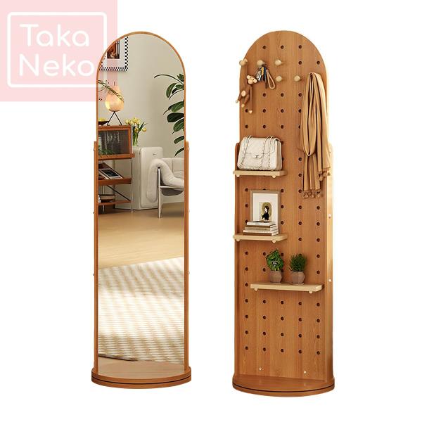 大型 木製スタンド　ミラー　回転式 回転式スタンドミラー 全身鏡 収納 北欧 姿見鏡 おしゃれ 大型ミラー