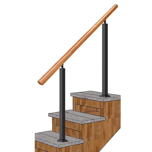 屋内および屋外の階段用手すり手すりウッド、金属製錬鉄製ブラケット階段手すり、身体障害者用の安全滑り止め手すりサポートバー