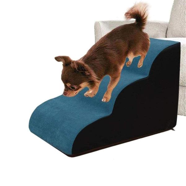 ??【商品サイズ】（3段）サイズ: 60×40×40cm， ペットが上り下りするとき膝/腰を保護することができます。それはほとんどの犬やペットに適した90kgに耐えることができます。??【 昇り降り心地よい 】ジャンプをしないでソファやベッ...