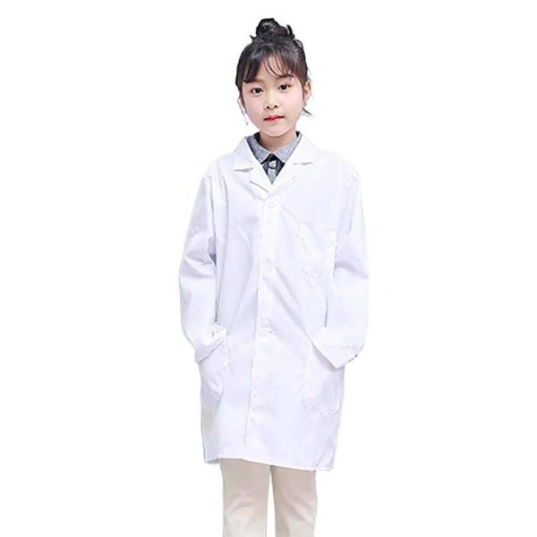 子供用 白衣 キッズ ドクターコート 小学生用 実験衣 ポケット付き 医師 獣医 看護師 医者さん コスプレ 診察衣 女の子 男の子 なりきり ハロウィン仮装 (Mサイ