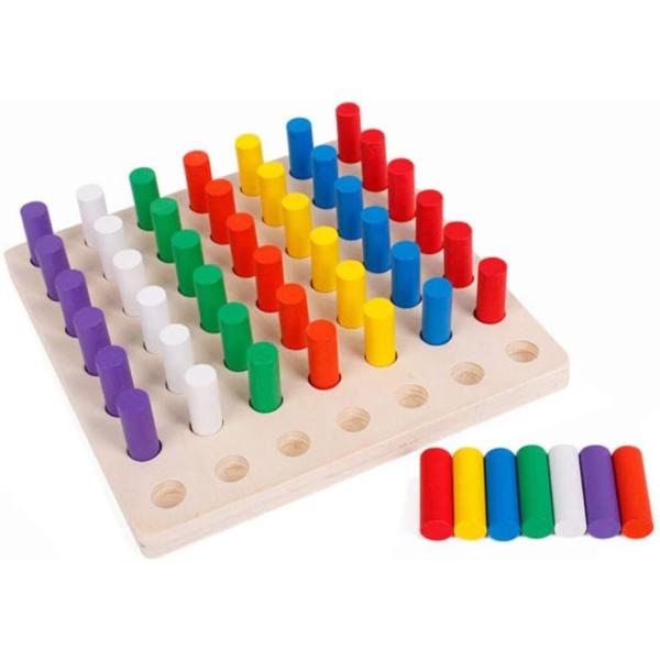 モンテッソーリ教具 - 色つき円柱さし（7色セット）知育玩具教具