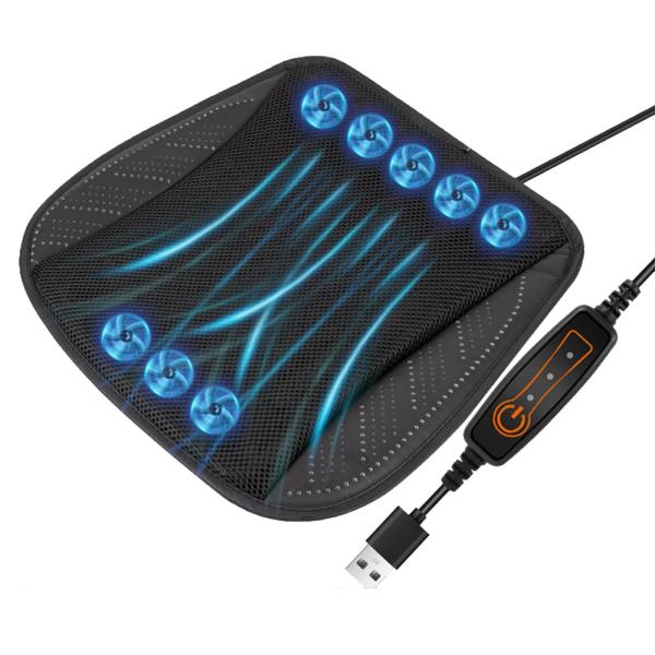 車クールシート シートクーラー 8つの送風ファン 3段階風力調整 DC12V/24V対応 クールエアーカーシート パワフル送風 低騒音 通気性 滑り止め 快適ドライブ 熱中