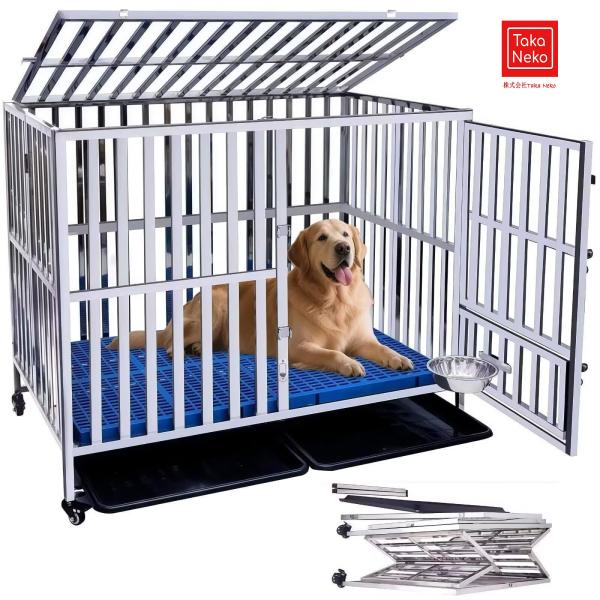 ??【頑丈で耐久性】犬ゲージ高品質のステンレス鋼で作られ、頑丈で耐摩耗性があり、犬がかじることによる変形を心配する必要はありません。サビにも強く室外・室内両方に兼用します。塗装やホルムアルデヒドもなく、安全で環境に優しいです。ご注意：サイズ...