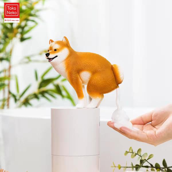 【親子で使いやすい】柴犬 自動ソープディスペンサー 液体洗剤?食器用洗剤対応【手をかざすだけ】 300ml 液体ソープポンプ タッチレス 省スペース ハンドウォッ