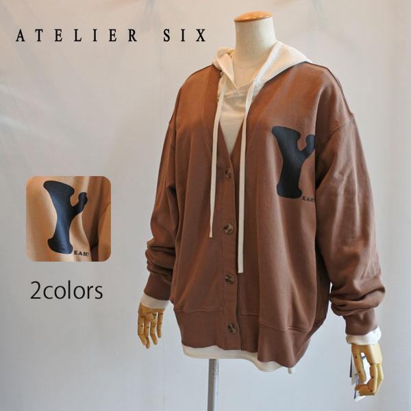 アトリエシックス　カーディガン ATELIER SIX 30％OFF SALE アトリエシックス 裏毛カーディガン V
