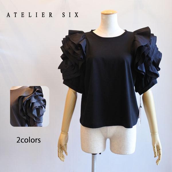 ATELIER SIX アトリエシックス 花びらスリーブカットソー 袖 ATELIER SIX アトリエシックス 花びらスリーブカットソー 袖