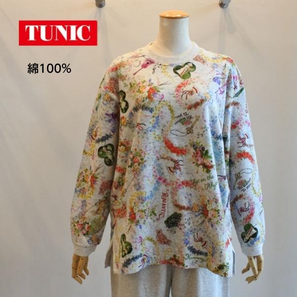 チュニック 20％OFF SALE TUNIC 鴨居羊子 丸首トレーナー 長袖スリット