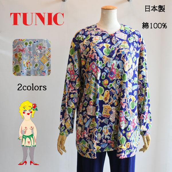 【新品 タグ付】TUNIC tunic 長袖 鴨居羊子 チュニック ゆったり TUNIC チュニック 鴨居羊子 ブラウス ウール 長袖 ボタニカル 花