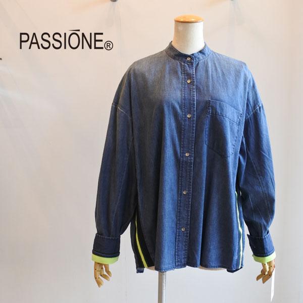 PASSIONE パシオーネ 異素材ドッキング ダンガリーシャツ 脇 PASSIONE パシオーネ 異素材ドッキング ダンガリーシャツ 脇