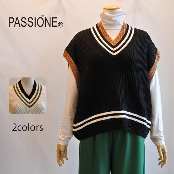 PASSIONE 40%OFF SALE パシオーネ チルデンニットベスト V PASSIONE 40%OFF SALE パシオーネ チルデンニットベスト V