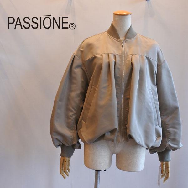 PASSIONE パシオーネ 裾バルーンナイロンブルゾン ノーカラー PASSIONE パシオーネ 裾バルーンナイロンブルゾン ノーカラー
