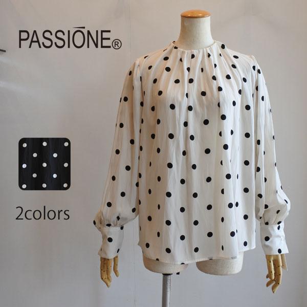 J フォロー感謝割 パッソーネ  passione総柄 ブラウス ハイネック Honeys（ハニーズ） トップス 長袖 花柄 シアー素材 ラメ入り 裏地付き