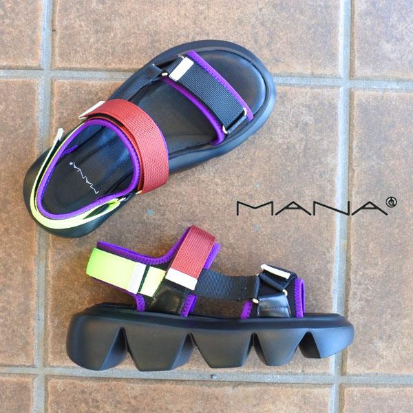 MANA MANA カラーベルクロサンダル ブラックコンビ 532165BL/C BLACK 