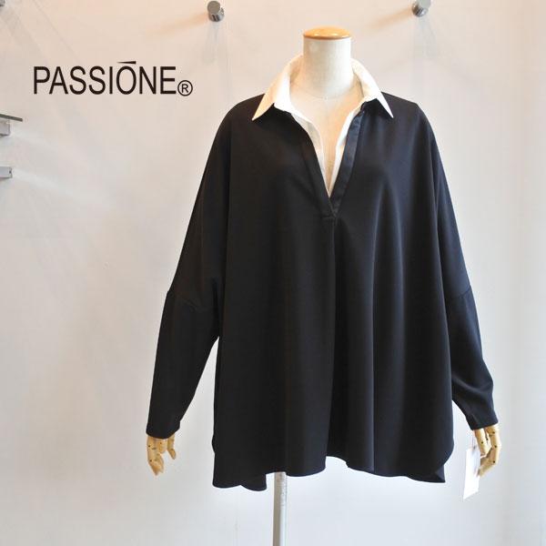PASSIONE（パシオーネ） 重ね着風ドルマンジョーゼットプルオーバー