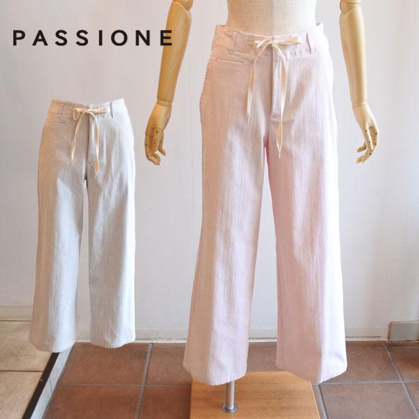 PASSIONE（パシオーネ） ワイドカラーパンツ イージーパンツ コットン