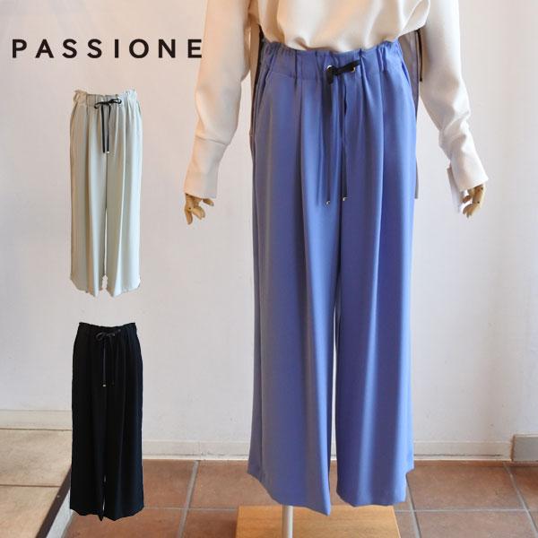 PASSIONE（パシオーネ） タック入りワイドパンツ イージーパンツ MI