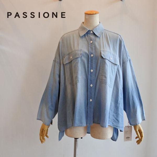最終値下げ★新品未使用★PASSIONE★パシオーネシアーシャツ　アイボリー PASSIONE（パシオーネ） シアーデニムグラデーションブラウス ドルマン