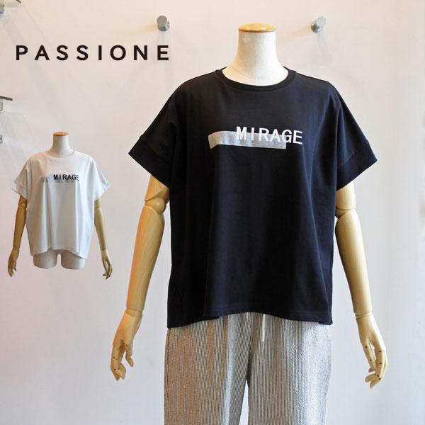 PASSIONE（パシオーネ） 泊プリント コットンカットソー ロゴT 綿T