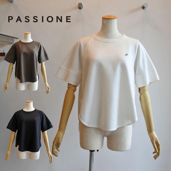 PASSIONE（パシオーネ） ロゴ刺繍ポンチ半袖カットソー ハーフスリーブ 