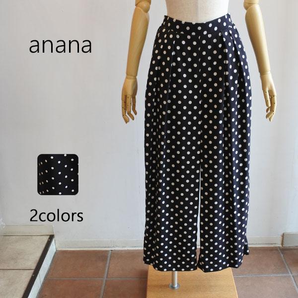 anana タックパンツ a99-007 ドット ハイウエスト ワイドパンツ アナナ anana anana タックパンツ a99-007 ドット ハイウエスト
