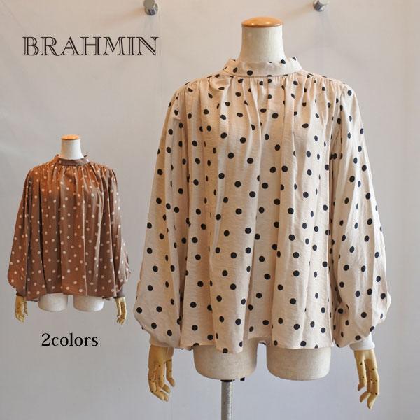 Brahmin ブラーミン ドット柄ブラウス 手洗い可 水玉 ツイル 送料無料