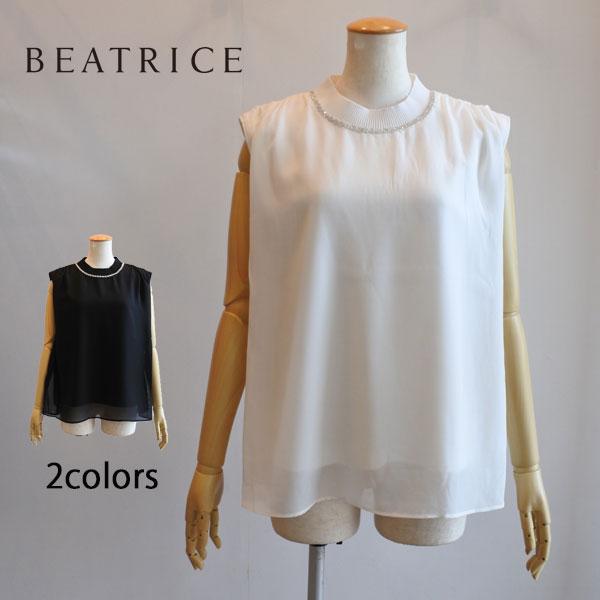 BEATRICE（ベアトリス） ラインストーンノースリーブトップス シフォン 