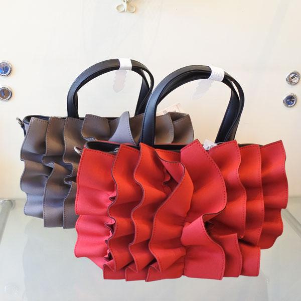 miooggi フリルトートバッグ 2WAY 軽量 ネオプレン JE380 斜め掛け