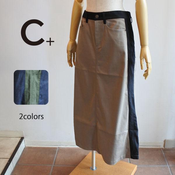 C＋ 40％OFF SALE C+ シープラス リヨセルデニム×タフタスカート 
