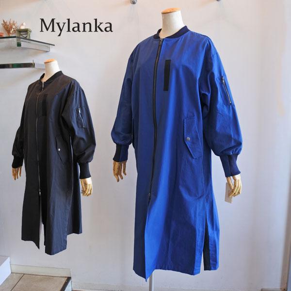 MyLanka（ミランカ） MA-1ロングブルゾン ジップアップコート ツイル 