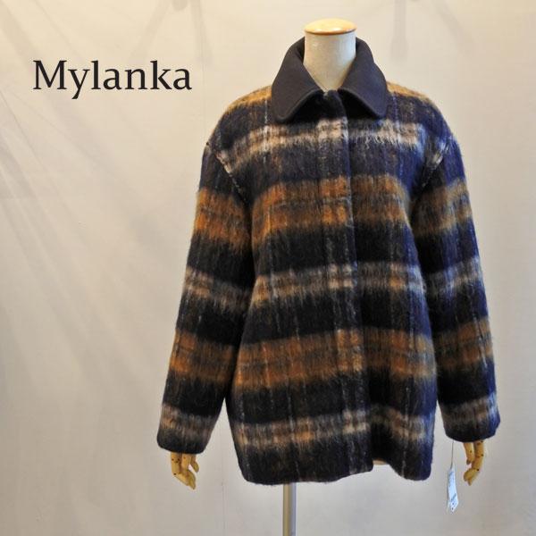 MyLanka ミランカ シャギーチェックコート 衿付き M58601 送料無料 