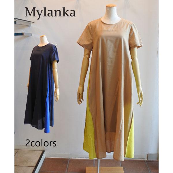 【ミランカ】異素材ドッキングワンピース/試着のみ美品/半袖/ロングワンピース MyLanka 30％OFF SALE ミランカ Aラインワンピース 異素材