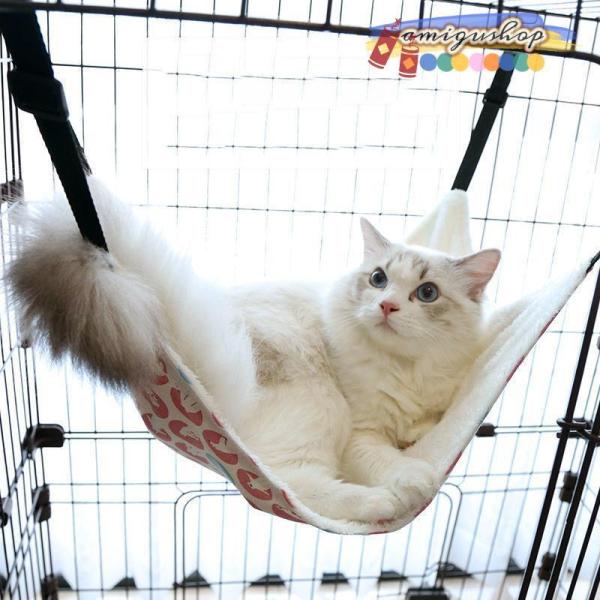 猫用ハンモック 吊り下げ ハンモッグ ベッド 寝具 フック付き 大きめサイズ かわいい ケージ用 猫グッズ 猫用 小動物 春 夏 秋 冬 ペット用品