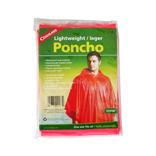いつでもどこでも気軽に使える、ポケットサイズの軽量ポンチョです。バックパッキング、自転車など多目的に、どなたにもフィットするサイズです。●サイズ／132×203cm●カラー／オレンジ●素材／ビニール