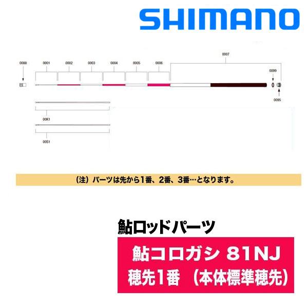 シマノ 鮎ロッドパーツ 33726 鮎コロガシ 81NJ 穂先1番 （本体標準穂先 