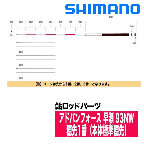 シマノ 鮎ロッドパーツ 38070 アドバンフォース 早瀬 93NW 穂先1番 