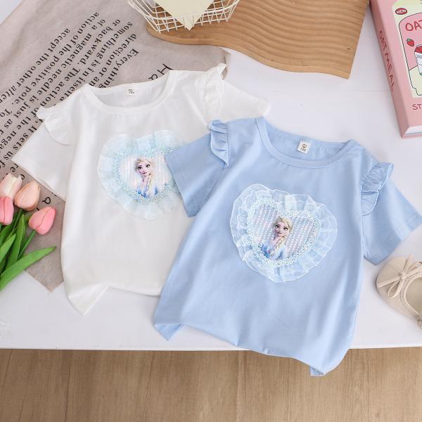 エルサ 半袖tシャツ 子供 女の子 夏服 子供服 アナ雪 トップス スウェットシャツ キッズ チュール付き 可愛い 弾力性/吸汗/通気/快適