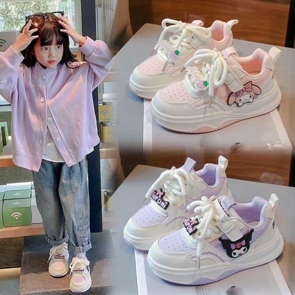 クロミ ちゃん スニーカー キッズ 女の子子供靴 マジックテープ 幅広 ピンク パープル 柔軟 スポーツシューズ 通学履き カジュアルシューズ クッション性