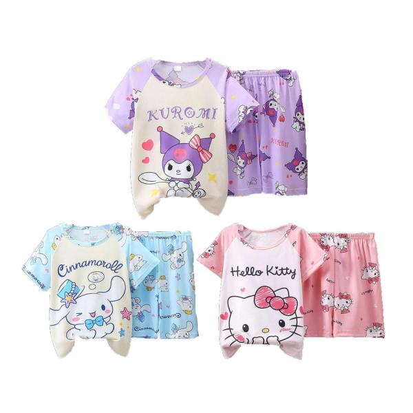パジャマ 子供 夏 クロミ シナモンロール キティちゃん マイメロ キッズ 上下セット 半袖 ｔシャツ 短パン 部屋着  可愛い キャラクター 男の子 女の子