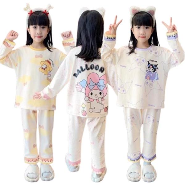 マイメロディ ポムポムプリン ガールズ パジャマ レディース ルームウェア 上下セット クロミ ポチャッコ キッズ パジャマ 子供用 寝間着 キャラ   部屋着サイズ:キッズ-110cm，120cm，130cm，140cm・レディース-S、...