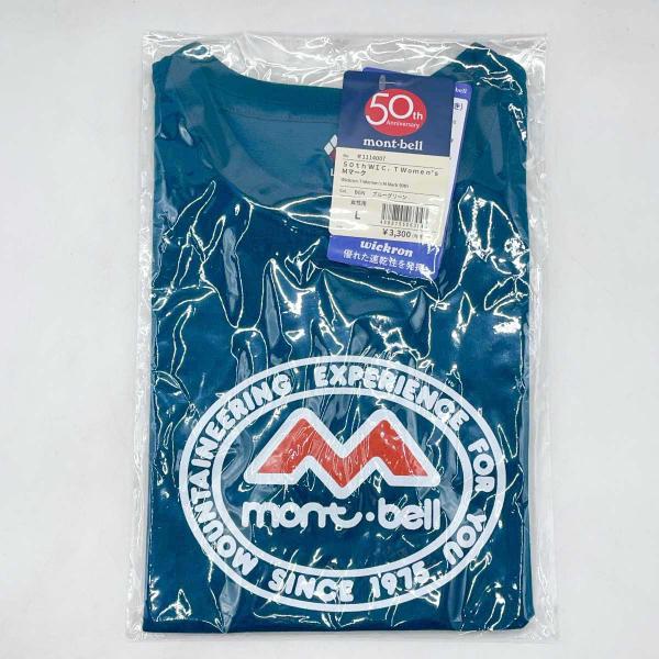【中古・未使用品】モンベル 50th WIC.T Women's Mマーク Tシャツ 半袖 L ブルーグリーン 1114007 レディース mont-bell アウトドア