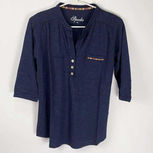 [ブランド] Spooks スプークス[タイプ] ハーフボタン Melly ライディング 半袖 Tシャツ[表記サイズ] S[対象] レディース[カラー] ネイビー[身幅] 約48cm[着丈] 約62cm[状態] 未使用品